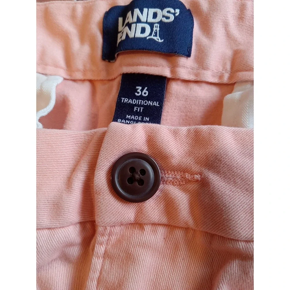 Lands End Shorts Mens Sz 36 Peach‎ Traditional Fit Casual Everyday Golf Preppy